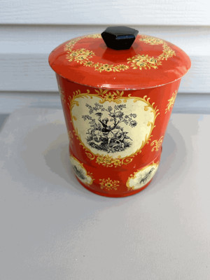 Vintage GEORGE W HORNER Red Decorative Collectible Tin Biscuit Candy Tea ENGLAND