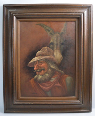 Vintage Art Painting Gold Miner Mule Donkey Wild West Original Oil Canvas AZ CA