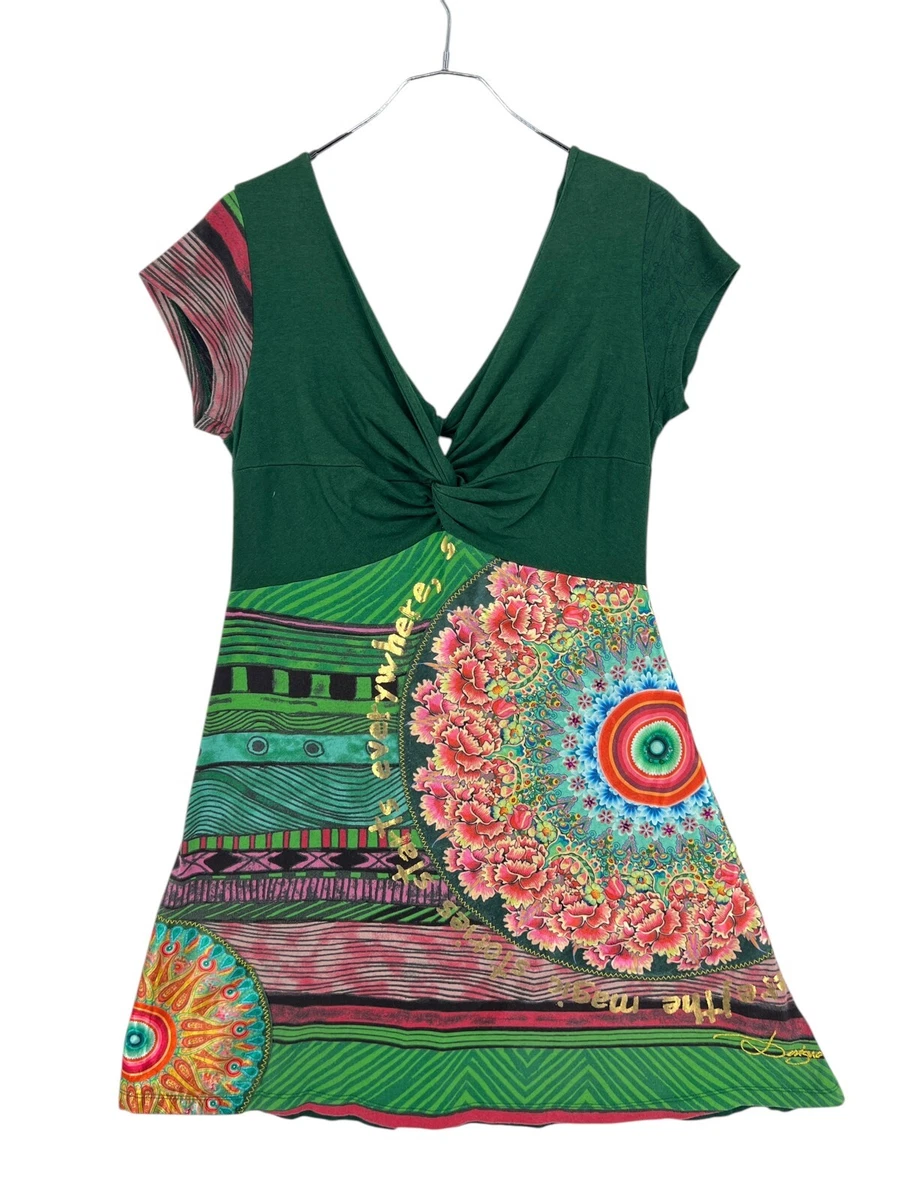 Robe Rétro En Coton Et Lin Pour Femmes - Petit Col En V, Manches Trois-Quarts, Grande Taille Demoiselle D'Honneur