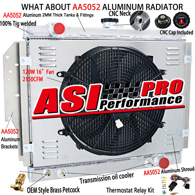 2 ROW Radiator+Shroud Fan+Relay For 1979-93 Dodge D/W 100 200 250 350 5.2L 5.9L