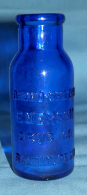 Bromo-Seltzer Emerson Drug Co. Vintage Medicine Bottle Cobalt Blue