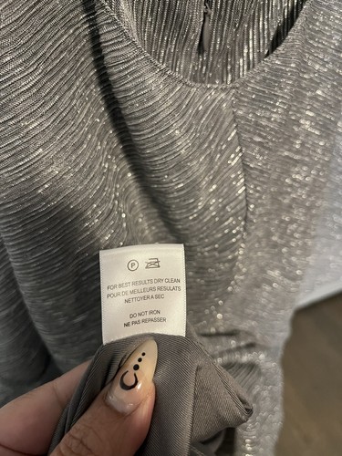 Halston Heritage Evening Collection Dress 14 Silver Flounce Multi Wear Party NWT - Picture 10 of 12