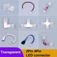 5X 2Pin 8mm 10mm 4Pin LED Strip Connector Adapter Wire For 5050 3528 RGB Lights