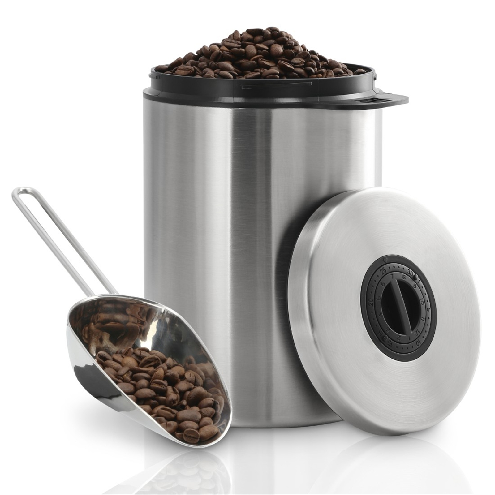 Xavax Kaffeedose Edelstahl 1kg Vol. Behälter für Kaffeebohnen inkl. Dosierlöffel