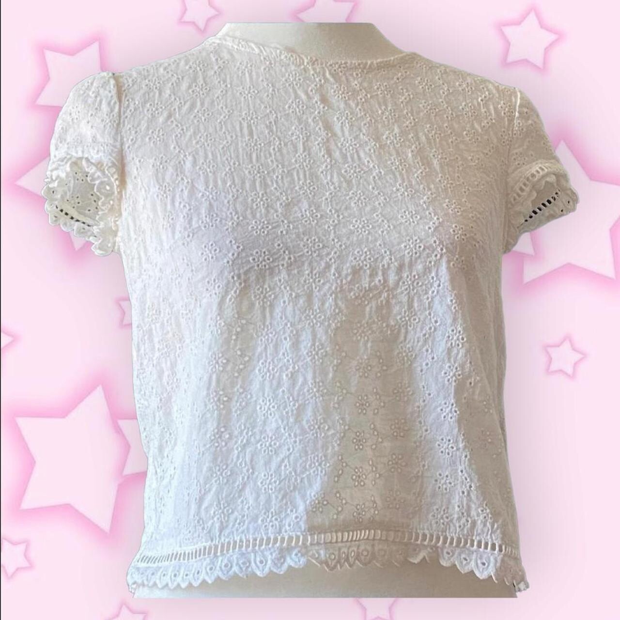 White Eyelet Button Back Shirt - image 1