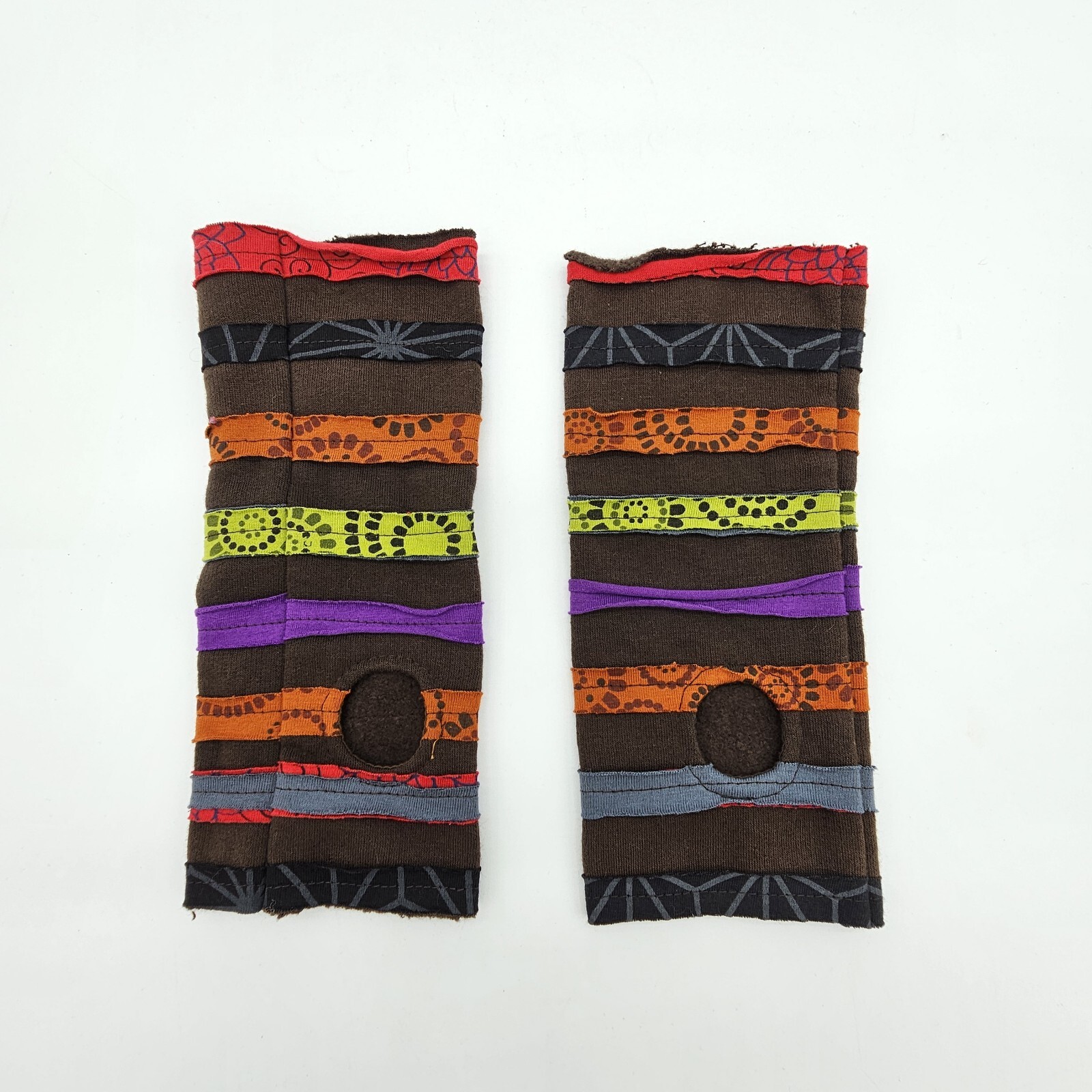 Handmade Patchwork Hobo Beanie Hat Arm Warmer Set… - image 10