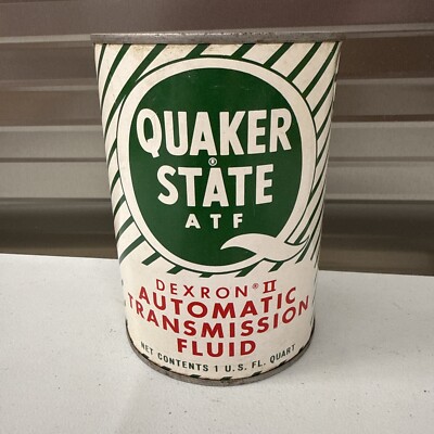 1960 s-1970 s Quart Quaker State ATF Dexron II Empty ALL METAL Oil Can