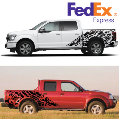 #ad #ad Pair Car Side Sticker Skull Graphics Decal Black For Truck 4X4 Off Road Pickup $32.92