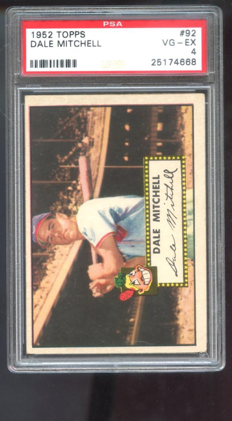 1952 Topps #92 Dale Mitchell PSA 4 Graded Baseball Card Cleveland Indians MLB