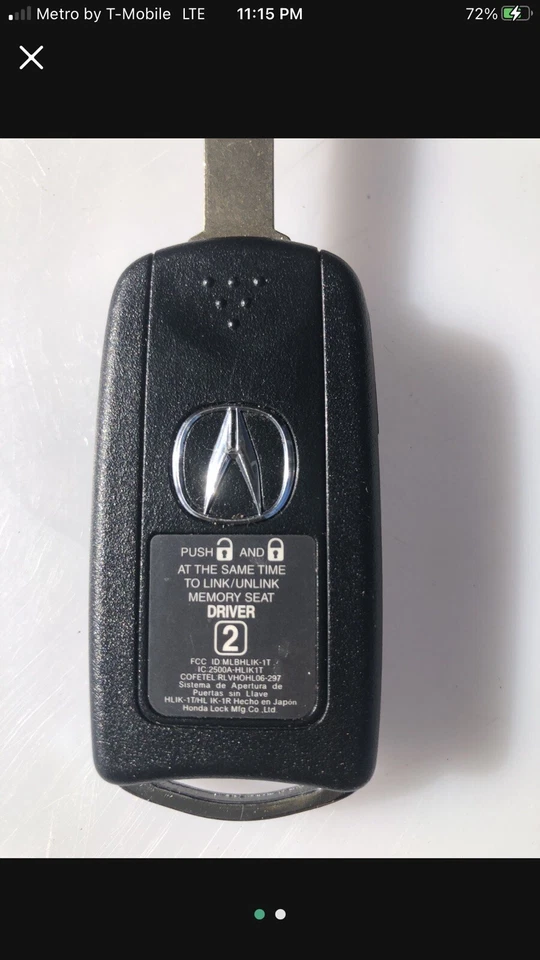 Chave flip Acura TSX - Imagem 2 de 2