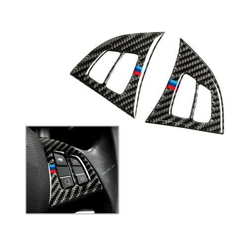 Carbon Fiber Inner Car Steering Wheel Button Cover Trim For BMW X5 E70
