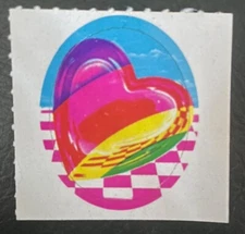 Lisa Frank Heart Sticker Vintage 80’s Rainbow Pink Purple Blue Checkered NEW