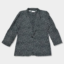 Vtg 80s 90s Blk White Abstract Geometric Print Oversized Boyfriend Blazer Jacket