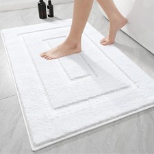 Bathroom Rugs 24x36 Inch White Runner Rug Non Slip Washable TPR Backing