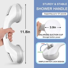 2 Pack Suction Bathroom Grab Rails Safety Handle Disabled Mobility Aid No Drill