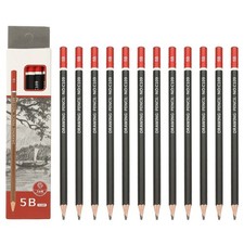 24Pcs 5B Drawing Pencils for Sketching, Red/Black