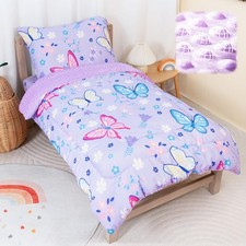 Butterfly Toddler Bedding Set, 4-Piece Comforter Set for Girls and Boys, Brea...