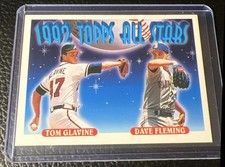 1993 Topps Baseball # 410 All Star Left Handed Pitchers D Fleming & Tom Glavine