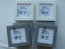 6x IKEA Ribba Photo Picture Frames 10x10cm 4x4in White & Grey