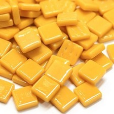 50 Tiles - 12 mm Amber Orange Glass Square Mosaic Tile Pieces