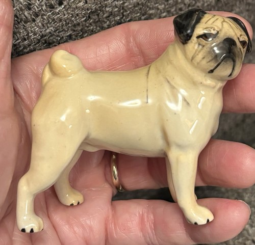 Beswick England Pug Dog Figurine Brown Black Face Vintage