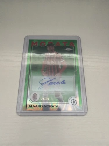 Topps UCC Chrome 2024/25 Alvaro Morata AC Milan Autograph Green Lava 35/99