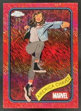 2025 Topps Chrome Marvel Red Shimmer Refractor #153 America Chavez /5