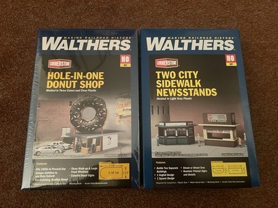 Walthers Cornerstone HO Donut Shop + Newsstands Lot 2 Kits NEW Sealed