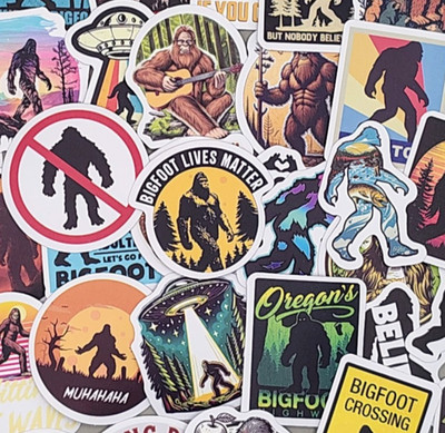 50 Pcs MINI Bigfoot Stickers 1.5'' Small Sasquatch Cryptid Camping Phone Decals