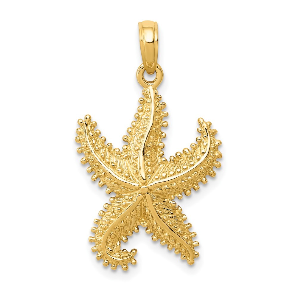 10K Yellow Gold Polished Open-Backed Starfish Pendant L-31 mm, W-17 mm 1.92gm