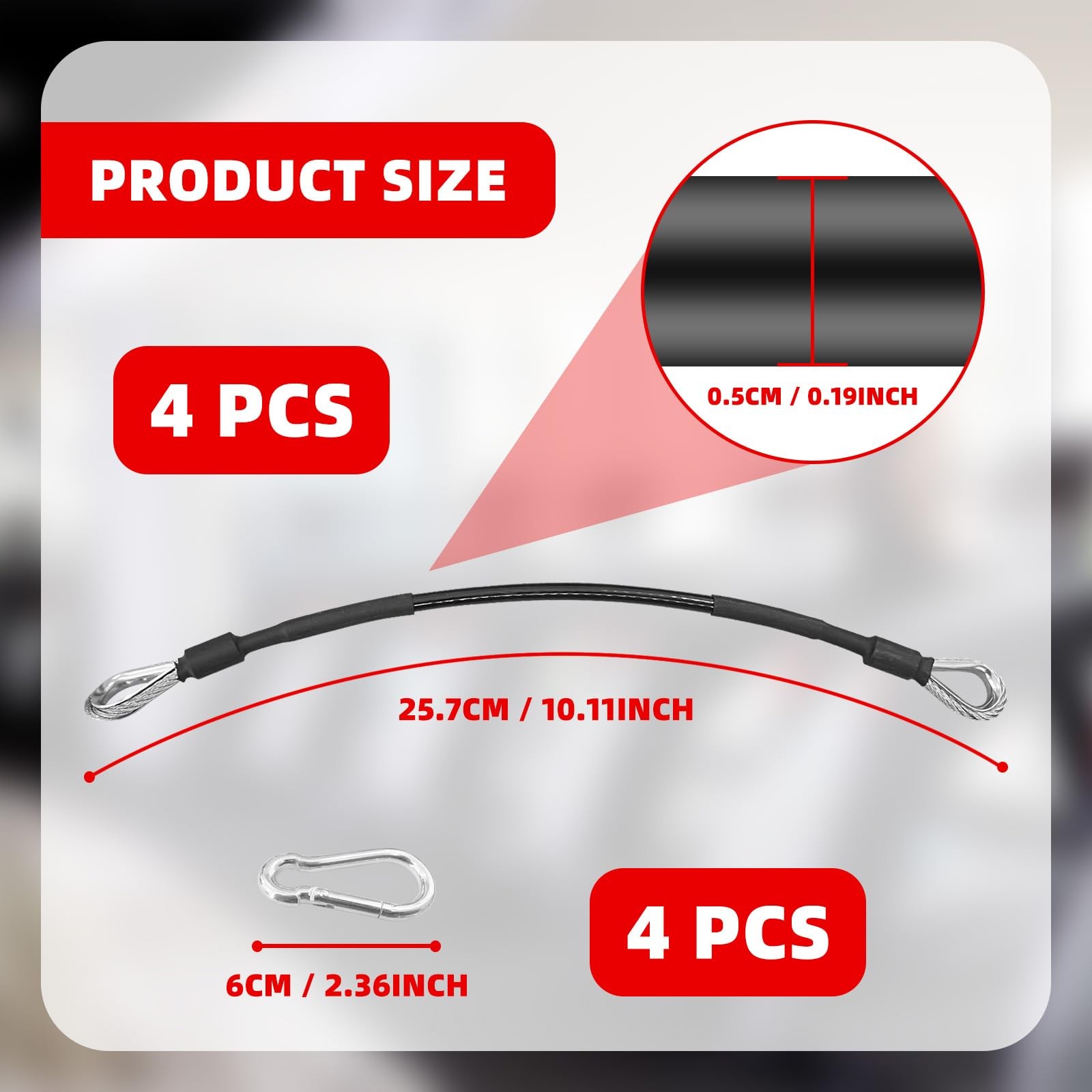 4 Pcs 10" Gym Cable Extension Compatible with Home Gym Accessories Gym Extens...