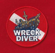 3.5" Iron-on WRECK DIVER Patch Shipwreck Scuba Diving Diver-Down Dive Flag USA