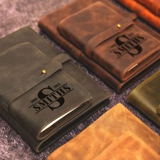 Vintage Genune Leather A5 Notebook Cover, Custom Monogrammed Refillable Journal