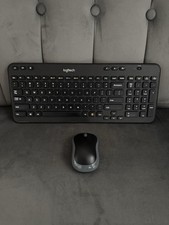 Logitech K360 Keyboard and M185 Mouse Combo Black Tested Working Good Condition