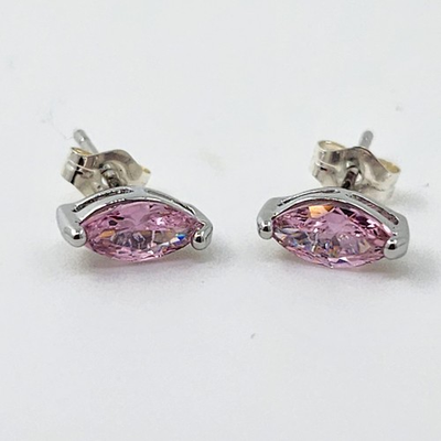 #ad 925 Sterling Silver 1CT Pink Tourmaline Marquise Earrings Gemstone $11.90