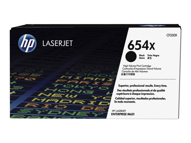 HP 654X toner noir authentique de haute performance doté de la technologie ColorSphere fluide