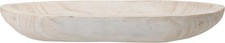 Large Whitewashed Decorative Wood Bowl - Hand Carved Paulownia Tray for Coffe...