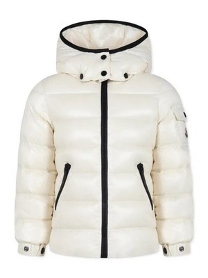 Moncler Enfant Bady Puffer Jacket Kids Ivory Black Contrast Trim Hooded Coat