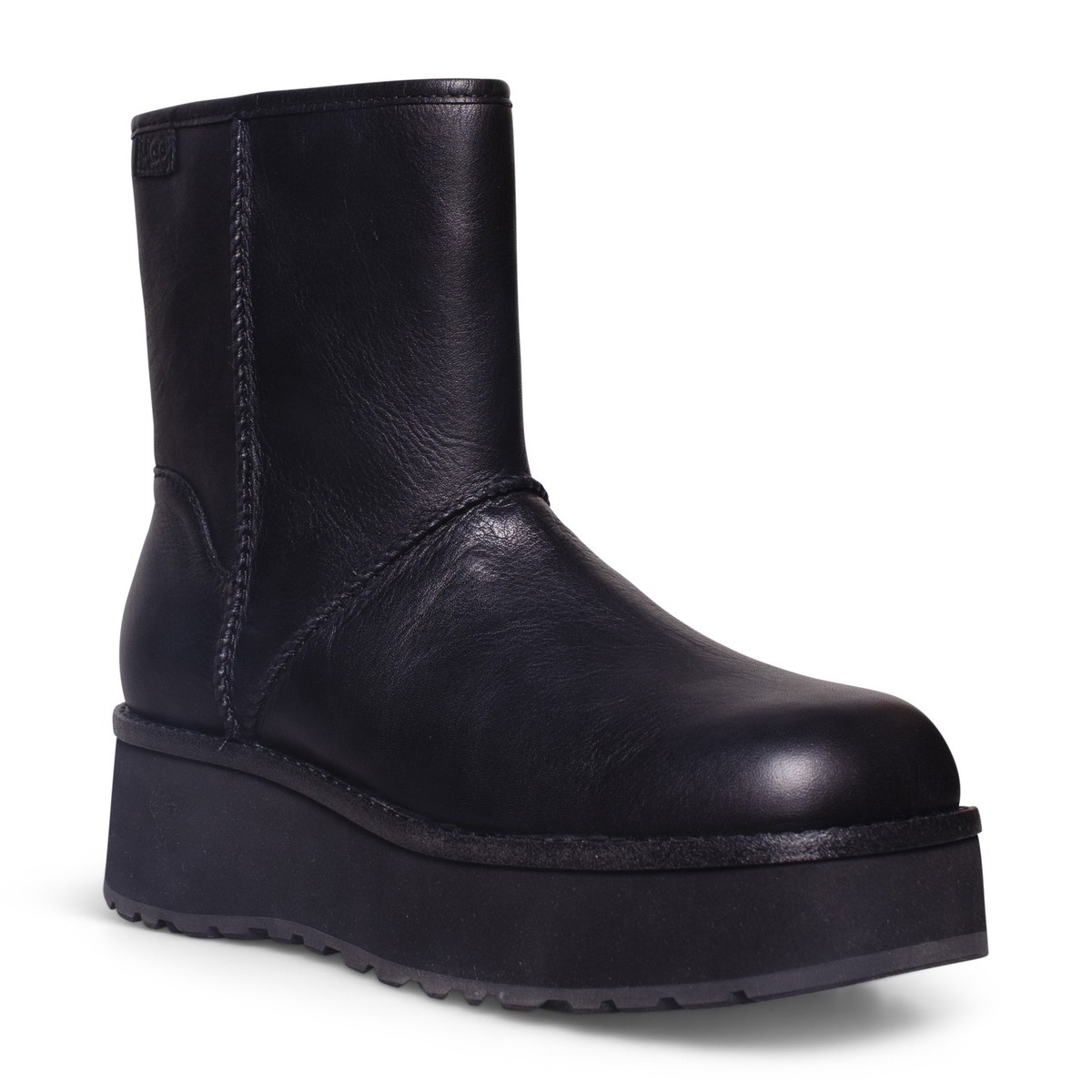 UGG CITYFUNC MID BLACK LEATHER WATERPROOF ZIP WOMEN'S BOOTS
