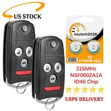 2 Replacement Flip Remote Car Key Fob 4b N5f0602a1a For Acura Mdx Rdx 2007-2013 2 Replacement Flip Remote Car Key Fob 4b N5f0602a1a For Acura Mdx Rdx 2007-2013