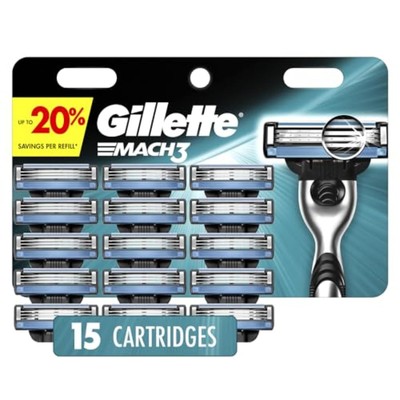 Gillette Mach3 Razor Refills for Men, 15 15 Count (Pack of 1), Dark Teal 