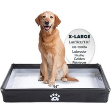 MEEXPAWS Dog Pee Pad Holder, Foldable Puppy Litter Box Indoor Potty Tray Black