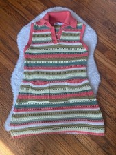 Zara Crochet Sleeveless Striped Boho Festival Summer Dress Sz Small