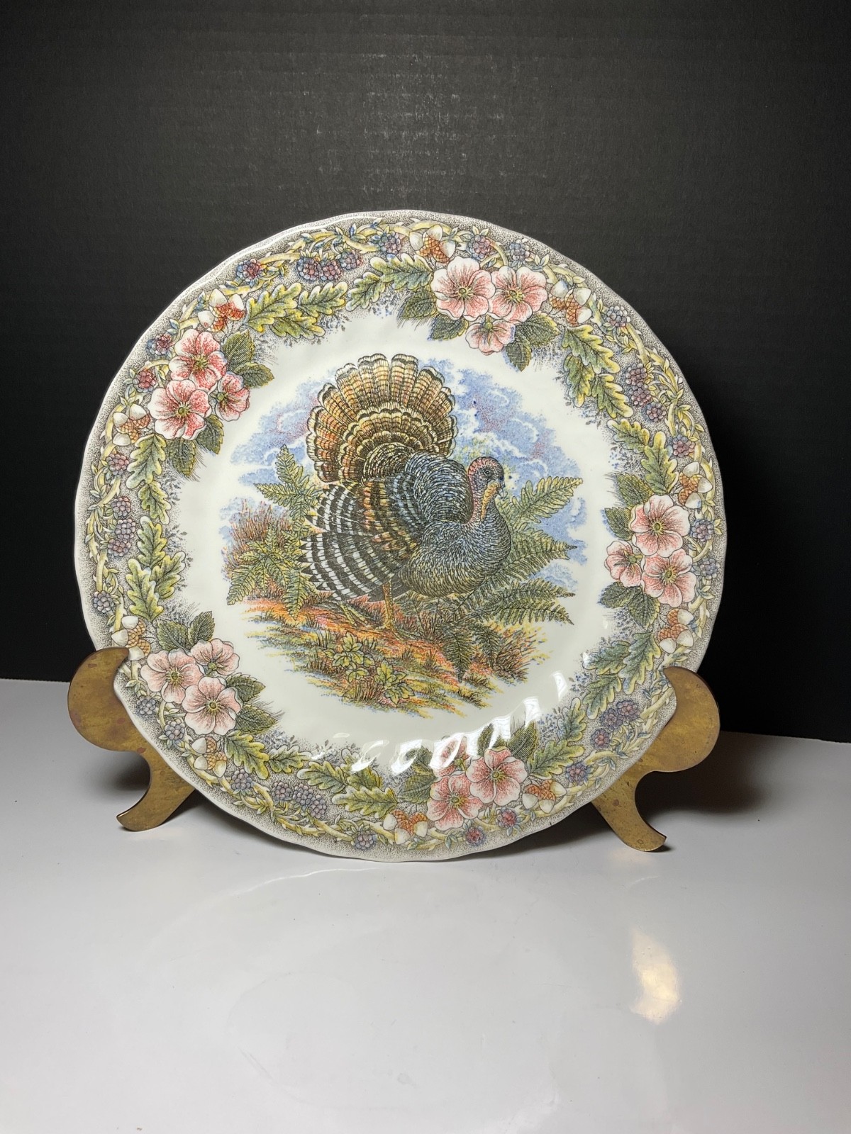 2x Churchill Myott Factory Thanksgiving 10” Turkey Dinner Plates-Holiday England