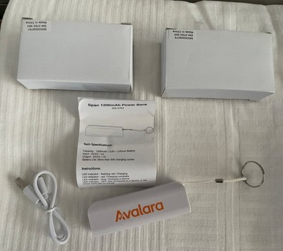 Lot of 2 Span 1200mAh Power Banks Portable Pocket Chargers SM-3763 White New