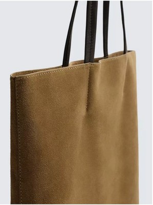 Zara BNWT Cowhide Leather With a Split Suede Finish Shopper Bag Tobacco Brown
