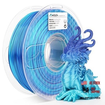  Shiny Silk PLA 3D Printer Filament, Shiny 1KG Silk Gradient Azure Blue