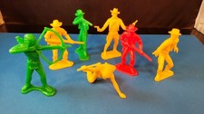 Lot of 7 Larger COWBOYS INDIANS plastic WAR MILITARY diorama playset WESTERN