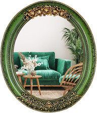 Espejo vintage de resina ovalada, espejo decorativo montado en la pared para entrada