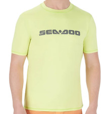 New OEM Sea-Doo Men's Yellow Signature Short Sleeve Rashguard, MD - 4544870626